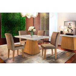 Conjunto Sala de Jantar com 4 Cadeiras Isabela Espresso Móveis Chocolate/Off White/Imbuia Menor preço em Conjunto Sala de Jantar com 4 Cadeiras Isabela Espresso Móveis Chocolate/Off White/Imbuia