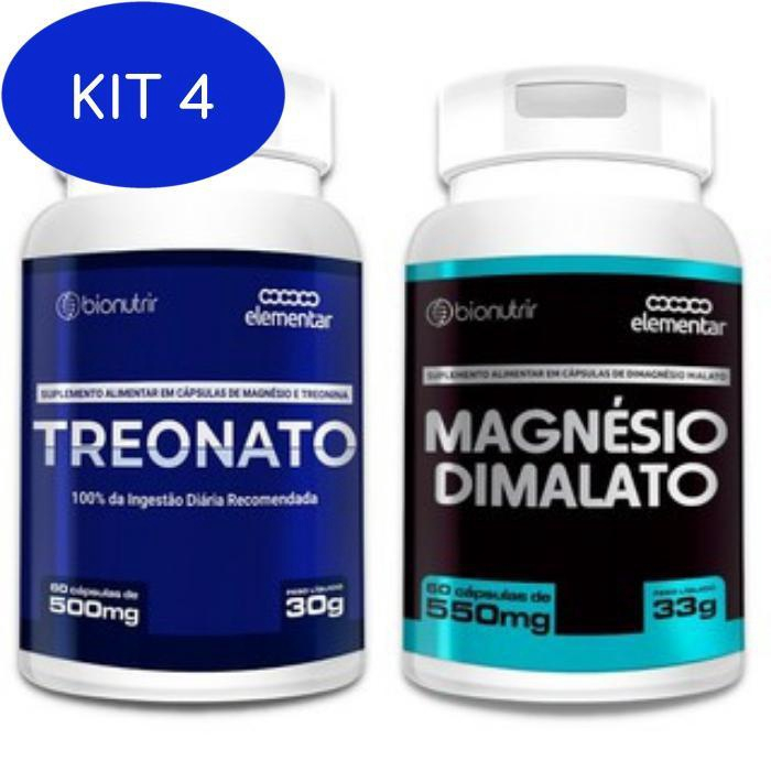 Kit 4 Combo Magnésio L-Treonato (500Mg) + Dimalato 60 Cáps | Submarino