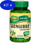 Kit 4 Gengibre c/ cha verde 120caps 400mg unilfe