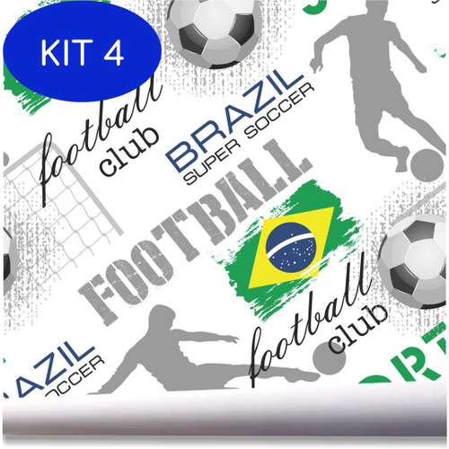 Kit 4 Papel De Parede Bola Soccer Futebol Quarto Jogo Menino em Promoção na  Americanas