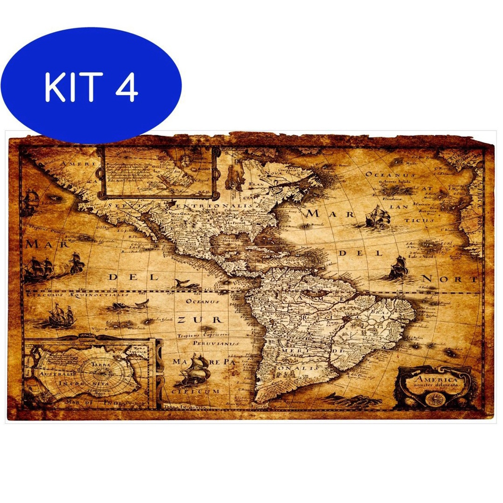 Kit Adesivo Mapa Mundi Antigo De Parede Decorativo Na Americanas Empresas