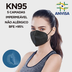 Kit 10 Máscaras PFF2 KN95 N95 Pretas com 5 Camadas Meltblow Bfe 98% + Feltro de Coton + Tnt Spunbond + Anvisa ce fda é boa?