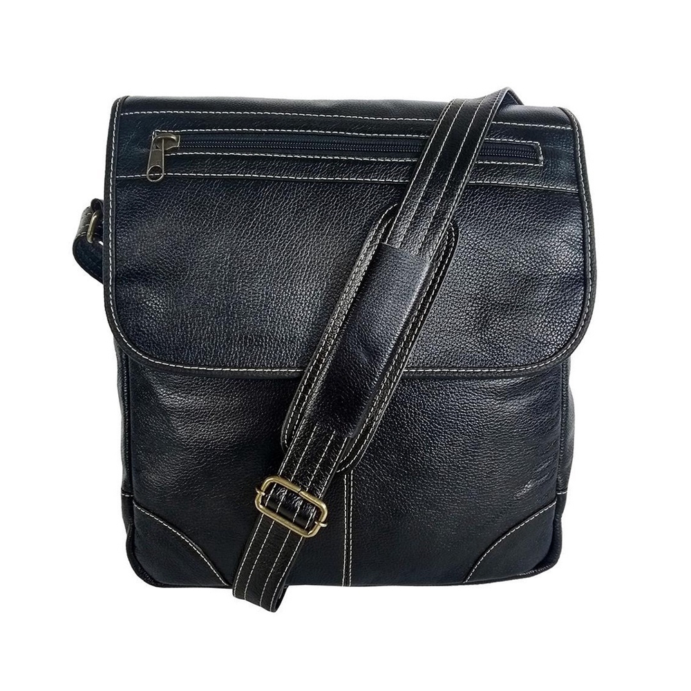 Bolsa Masculina Carteiro Tiracolo De Couro Legítimo Preto No Shoptime