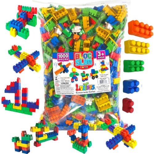 Kit infantil 1000 multiblocos kids-pecinhas criativas desenvolvimento  infantil-peças-blocos-rodinhas para montar em Promoção na Americanas