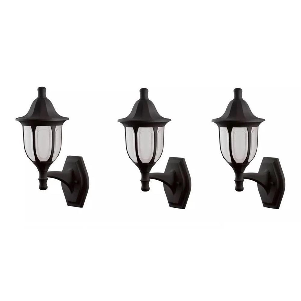 Luminária Parede Arandela Externa Colonial Preta Ali54 3un no Shoptime