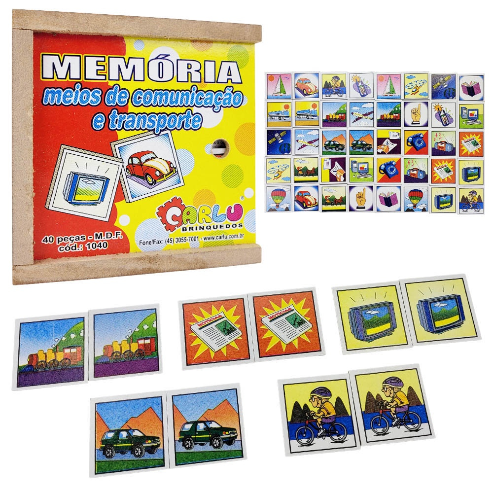 Jogo da Memória - Educativo - Inglês - 40 Peças - MDF