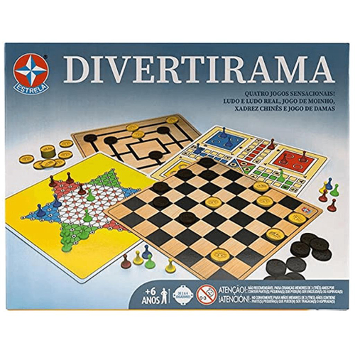 Jogo Divertirama Ludo Dama Xadrez Moinho 4 Em 1 Estrela