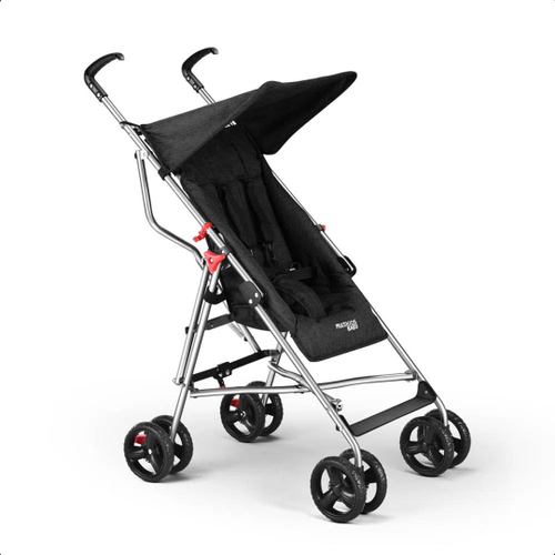Carrinho de Bebê Guarda-Chuva Pocket Ideal para 6 Meses Até15kgs Poliéster Cinto de 5 Pontos Preto Multikids Baby BB327