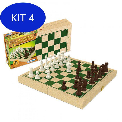 Kit 4 Jogo Xadrez Luxo Em Madeira Mdf 33 Cm - 2046 em Promoção na Americanas