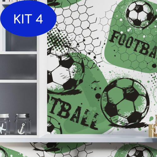 Kit 4 Papel De Parede Bola Soccer Futebol Quarto Jogo Menino em Promoção na  Americanas