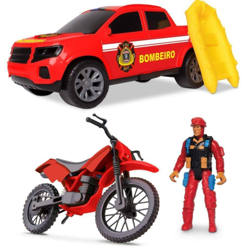 Kit Brinquedo Caminhão Bombeiro Fire Rescue - Chic Outlet