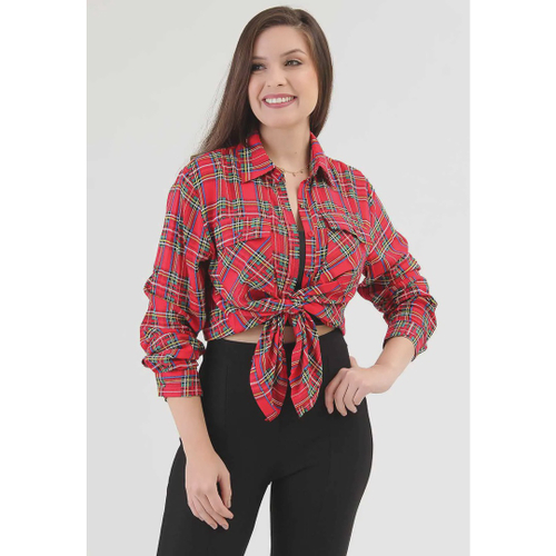 Camisa Xadrez Feminina Manga Longa para Festa Junina em Promoção