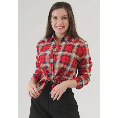 Camisa xadrez best sale feminina manga longa