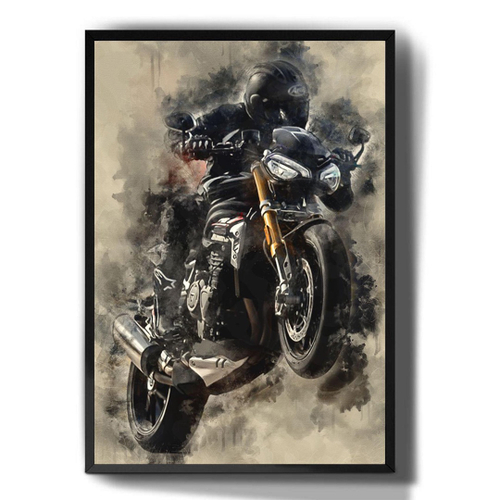 Quadro decorativo desenho moto Harley Davison marrom