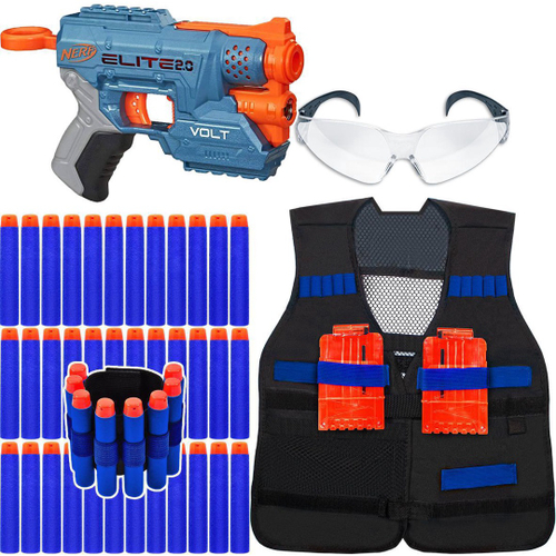 Lançador Nerf Volt + Colete + Pulseira + 30 Dardos Brinquedo na