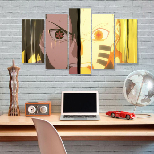 Quadro Decorativo Mosaico 3 peças Anime Naruto Personagens Sasuke