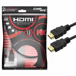 Cabo Hdmi 2.0 4k Hdr 3d 19 Pino 2m Pix Chip Sce 018-2222 Menor preço em Cabo Hdmi 2.0 4k Hdr 3d 19 Pino 2m Pix Chip Sce 018-2222