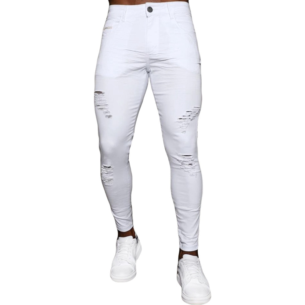 Calça branca 2024 destroyed masculina