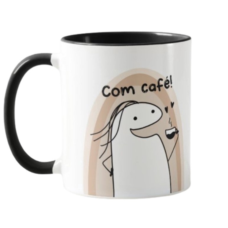 Caneca Flork Meme Com Café, Sem Café