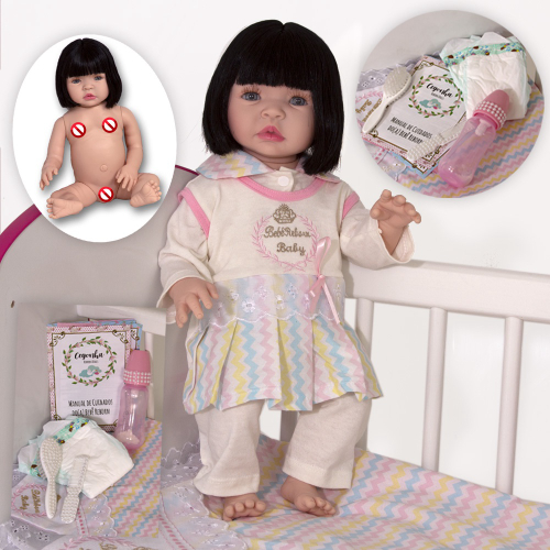 Bebê Reborn Real Boneca Corpo Silicone com Acessórios - Cegonha