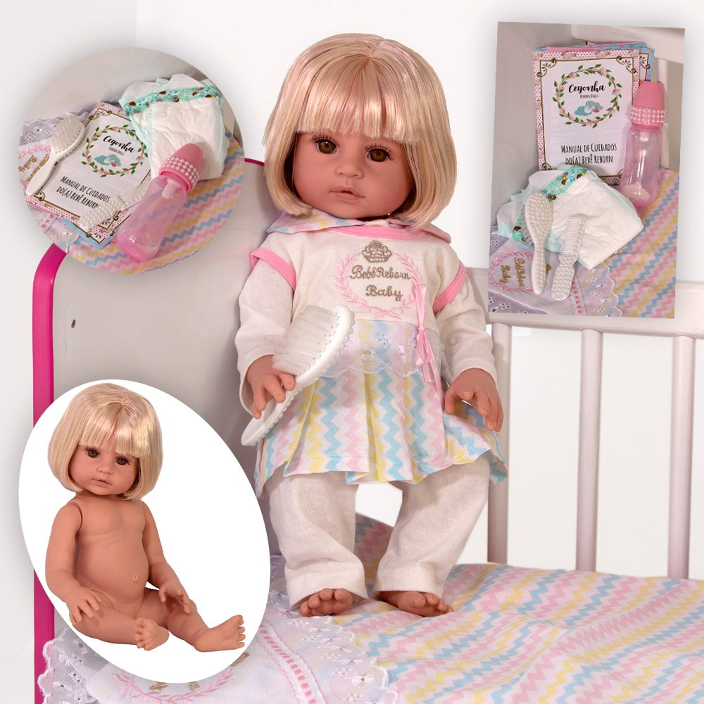 Boneca Bebê Reborn Barata Siliconada Linda Baby Dolls Loira - USA Magazine