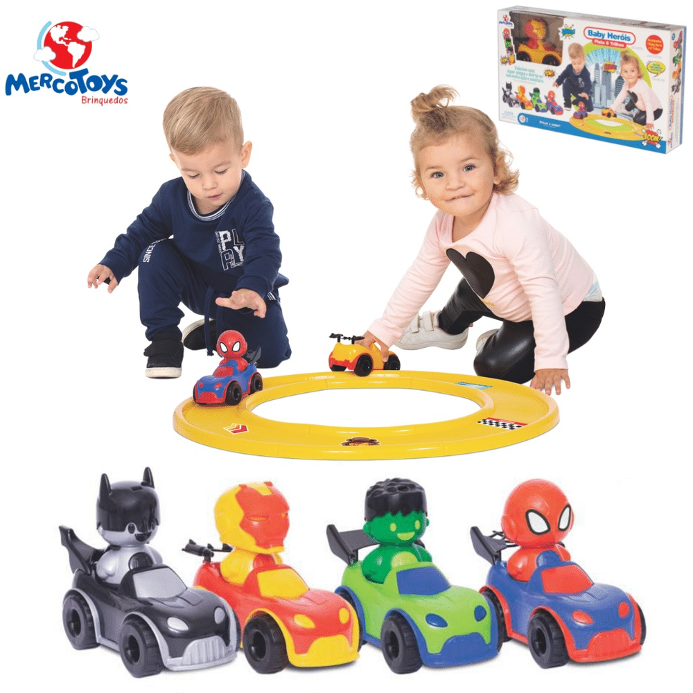 Pista com 8 Trilhos e 1 Baby Herói - Mercotoys - SETOR STORE