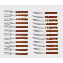 Jogo de talheres churrasco Garfo e faca Inox cabo madeira 24pçs up Home é boa?