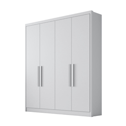 Guarda Roupa Solteiro 4 Portas 3 Gavetas Moderni Plus Novo Horizonte Branco Menor preço em Guarda Roupa Solteiro 4 Portas 3 Gavetas Moderni Plus Novo Horizonte Branco