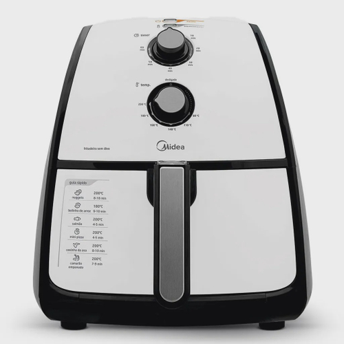 Fritadeira Elétrica 4L Sem Óleo Air Fryer Midea Preto E Branco 220V Em ...