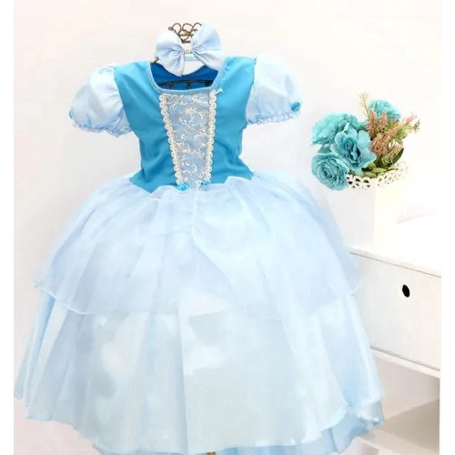 Vestido Infantil Princesa Cinderela Filme Brilho