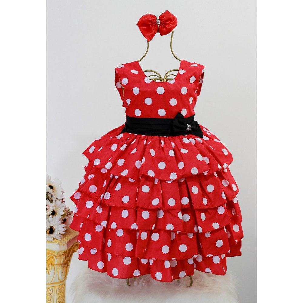 Vestido Infantil Vermelho Princesa Luxo E Tiara - pingo de gente