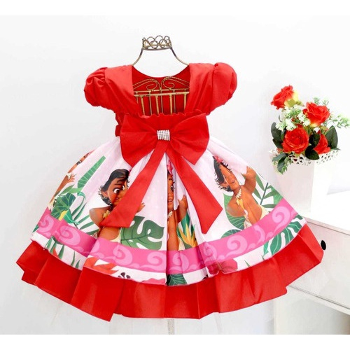 Vestido Moana Baby Aniversario Infantil Festa Super Luxo em