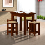 Conjunto Sala De Jantar Madeira Maciça Safira Com 4 Lugares Estofados Castanho Shop jm