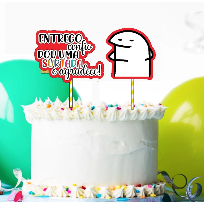 TOPPER PARA BOLO BENTO CAKE FLORK MEME C/ 04 UNIDS - FESTCOLOR - D