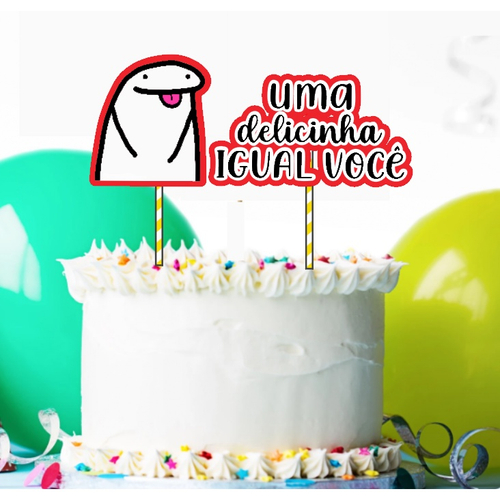 Topo De Bolo Flork Meme Bento Cake Topper te amo as vezes no Shoptime