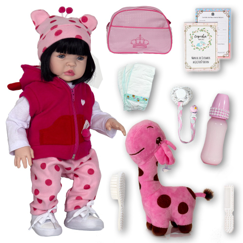 Bebe Reborn Boneca Real 100% Silicone Girafinha Pode Banho no Shoptime