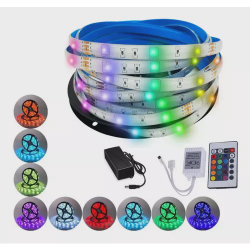 Fita De Led 5050 Rgb Colorida Com Controle Ip65 Externa Menor preço em Fita De Led 5050 Rgb Colorida Com Controle Ip65 Externa