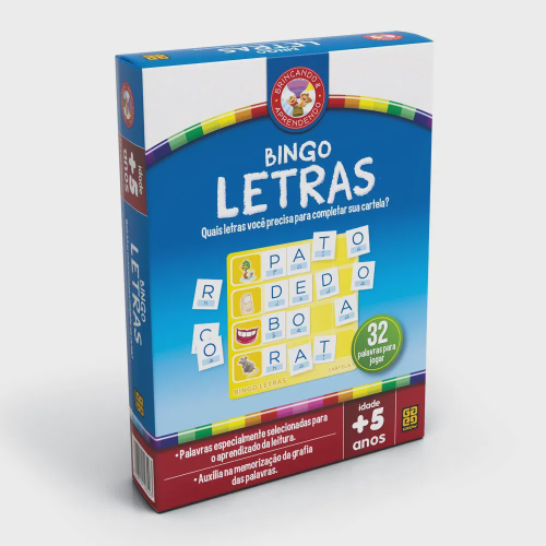 Jogo Educativo Bingo Letras Madeira 90 Peças Infantil - 705