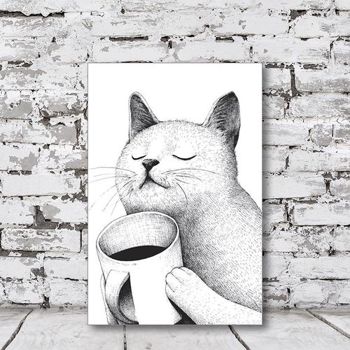 Quadro Decorativo Gato Desenho Animes Kawaii Tumblr