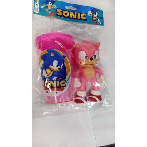 Copo + Boneco sonic vermelho - Ótimo para lembracinha de