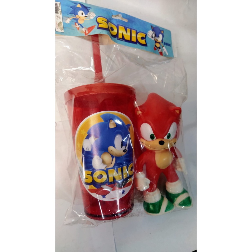 Boneco Sonic Vermelho 15cm Caneca Personalizada Colecionável