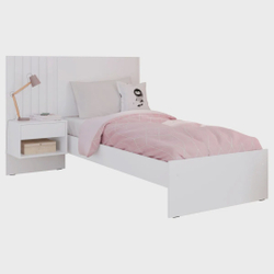 Cama de Solteiro 100% mdf Com Mesa de Cabeceira Branco Madeirado - Zara - Robel Móveis Menor preço em Cama de Solteiro 100% mdf Com Mesa de Cabeceira Branco Madeirado - Zara - Robel Móveis