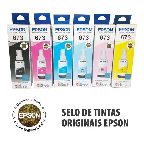 Kit 6 Tintas 673 Epson Original L800/l805/l810/l850 L1800 | Submarino