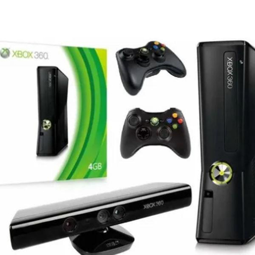 Xbox 360 Super Slim 4GB Kinect 1 Controle 2 Jogos