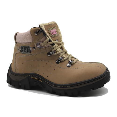 Bota Caterpillar Original Masculina palmilha a Gel Couro Legitimo Nude  Impermeável Confortável.