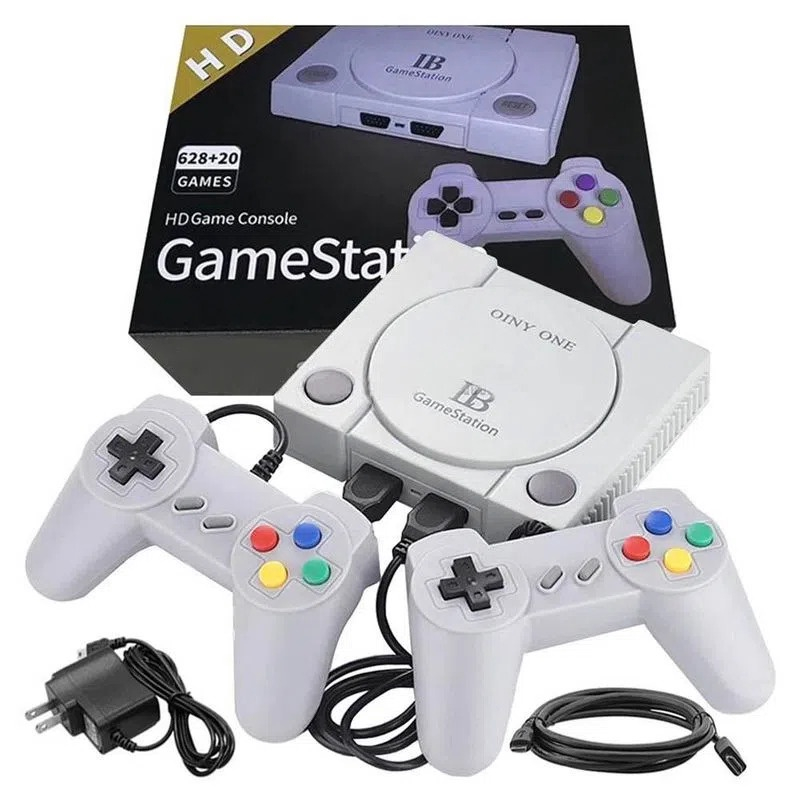 Vídeo Game Retrô 600 Jogos de PS1 Plugue e Jogue 2 Controles