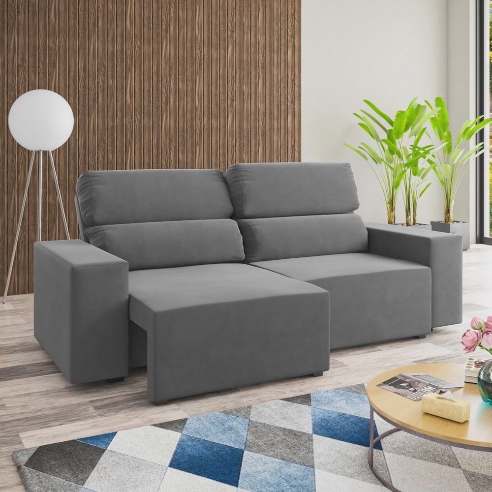 Sofá Retrátil e Reclinável 3 Lugares 200cm Lion Viero Estofados