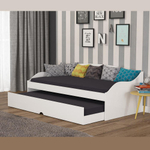 Sofá Cama Solteiro Lais Em mdf Com 1 Cama Auxiliar 2 Protetores Laterais Bicama Quarto Cor Branco