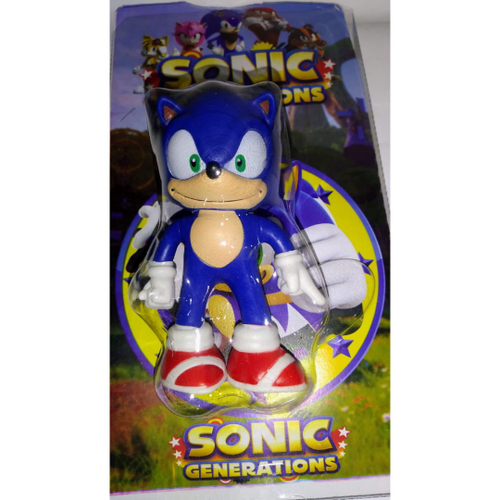 Kit Conjunto Boneco Colecionável Sonic Azul Articulado Sega 15cm +