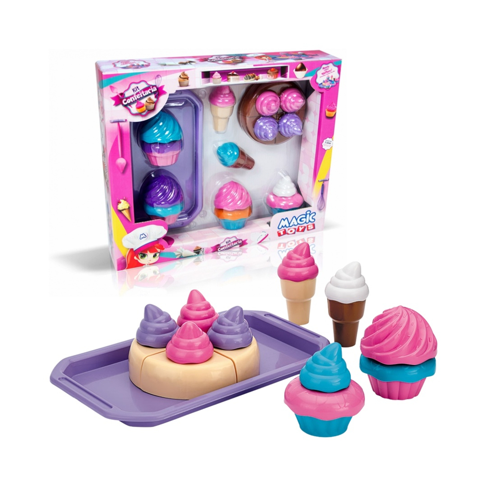 Kit Cozinha Infantil Com Biscoito + Boneca E Cupcake Girls Dessert